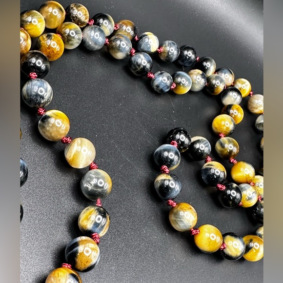 ANTIQUE JADE BAI HU (白虎) + GREY TIGER NATURAL STONE NECKLACE one size - Picture 11 of 13